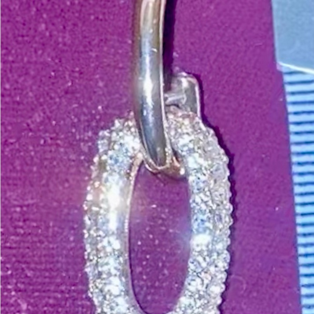 Earrings double oval hoop gold tone and crystal